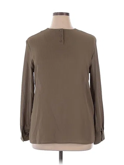 Pre-owned Chaus Long Sleeve Blouse In Brown