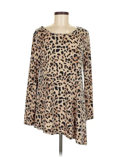 Pre-owned Chaus Long Sleeve Blouse In Brown