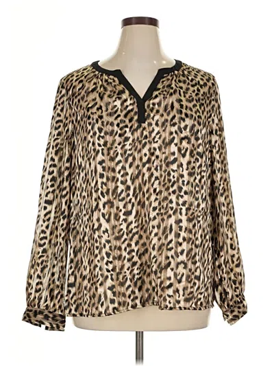 Pre-owned Chaus Long Sleeve Blouse In Brown