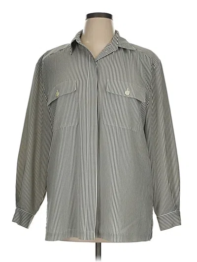 Pre-owned Chaus Long Sleeve Blouse In Gray