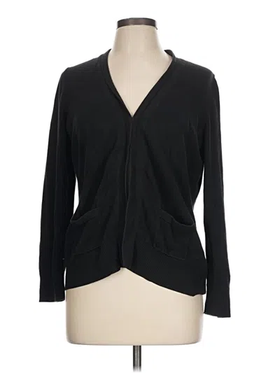 Pre-owned Chaus Long Sleeve Top Black Plunge Neckline Tops