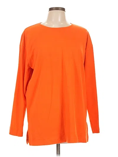 Pre-owned Chaus Long Sleeve Top Orange Crew Neck Tops