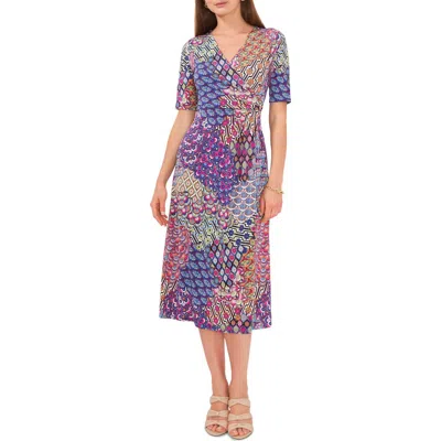 Chaus Mix Print Fit & Flare Midi Dress In Purple