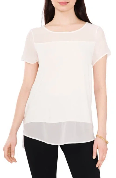 Chaus Mixed Media Blouse In White