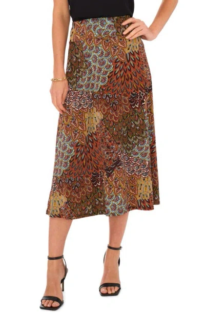 Chaus Mixed Paisley Print Skirt In Spice Red