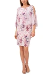 Chaus Notch Neck Floral Overlay Sheath Minidress In Lilac/purple 539