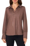 Chaus Oversize Johnny Collar Top In Mocha