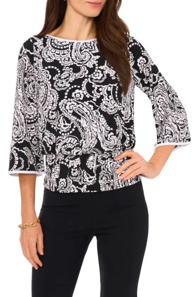 Chaus Paisley Print Blouse In Black/ White Multi