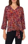 Chaus Paisley Print Side Tie Top In Brown Paisley 201