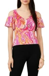 Chaus Print Cold Shoulder Top In Multi