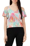 Chaus Print Cold Shoulder Top In Multi
