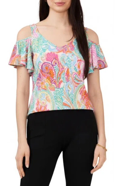 Chaus Print Cold Shoulder Top In Multi