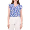 Chaus Print Flutter Sleeve Blouse In Blue
