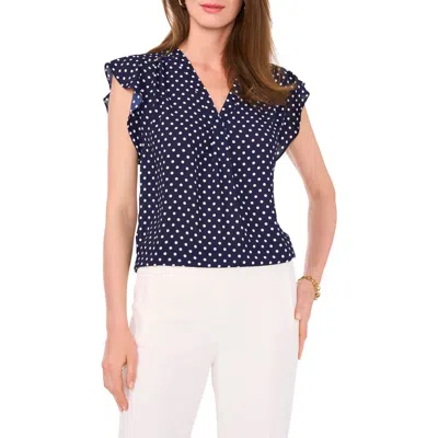 Chaus Print Flutter Sleeve Blouse In Blue