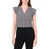 Chaus Print Flutter Sleeve Blouse In Gray