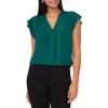 Chaus Print Flutter Sleeve Blouse In Green
