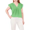 Chaus Print Flutter Sleeve Blouse In Green