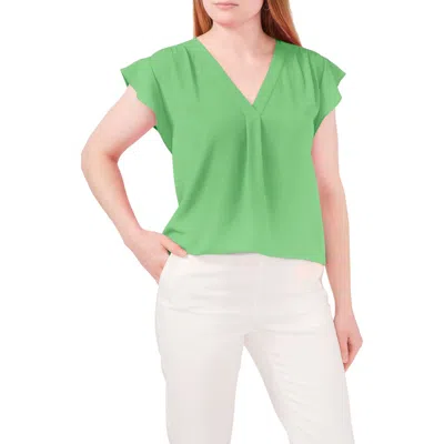 Chaus Print Flutter Sleeve Blouse In Green