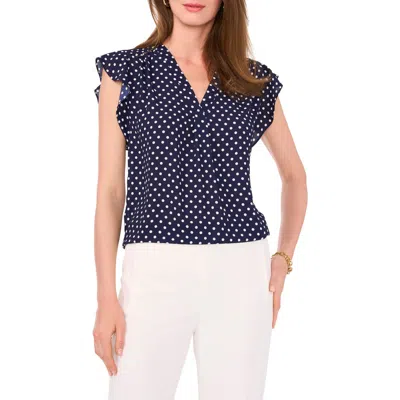 Chaus Print Flutter Sleeve Blouse In Navy/white 462