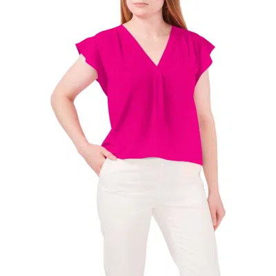 Chaus Print Flutter Sleeve Blouse In Pink