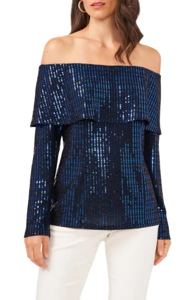 Chaus Print Off The Shoulder Jersey Top In Black/multi