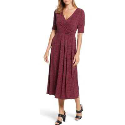 Chaus Ring Print Midi Dress In Burgundy