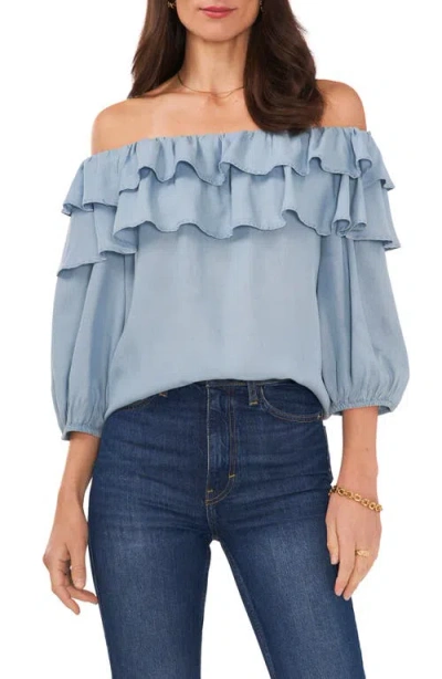 Chaus Ruffle Off The Shoulder Top In Arctic Surf