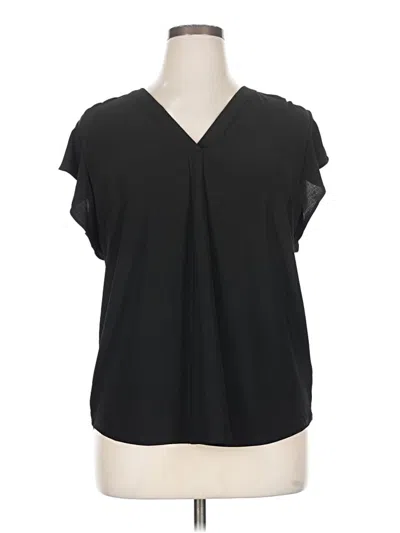 Pre-owned Chaus Short Sleeve Blouse In Black