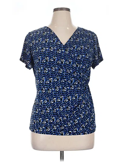 Pre-owned Chaus Short Sleeve Blouse In Blue