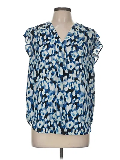 Pre-owned Chaus Short Sleeve Blouse In Blue