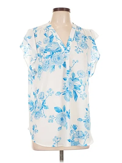 Pre-owned Chaus Short Sleeve Blouse In Blue