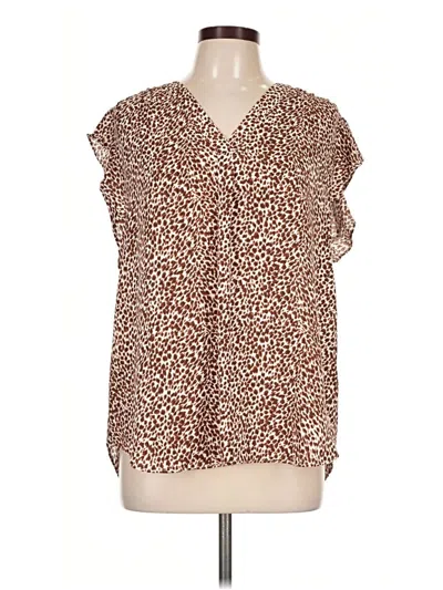 Pre-owned Chaus Short Sleeve Blouse In Brown
