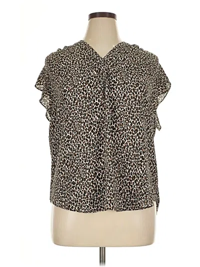 Pre-owned Chaus Short Sleeve Blouse In Brown