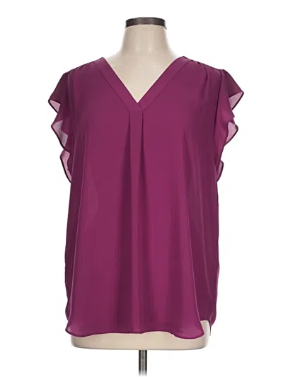 Pre-owned Chaus Short Sleeve Blouse In Burgundy