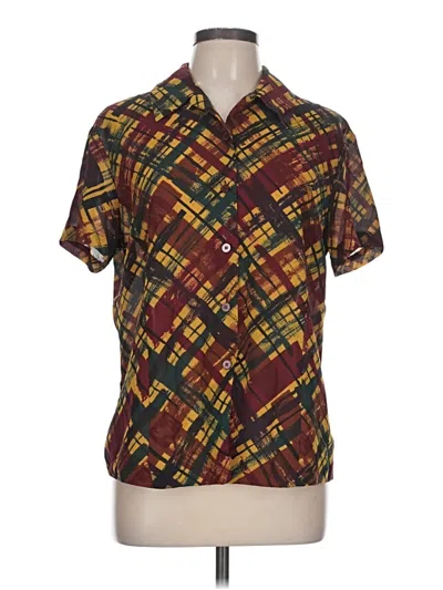 Pre-owned Chaus Short Sleeve Blouse In Burgundy