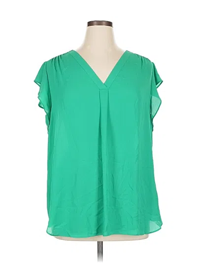 Pre-owned Chaus Short Sleeve Blouse In Green