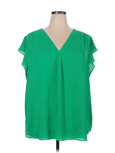 Pre-owned Chaus Short Sleeve Blouse In Green