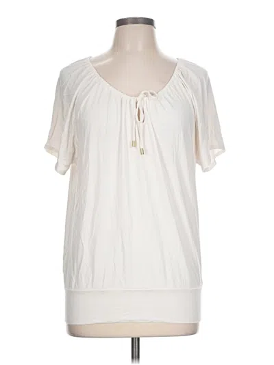 Pre-owned Chaus Short Sleeve Blouse In Ivory