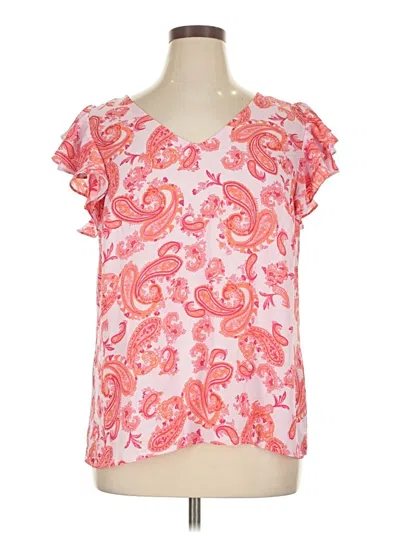 Pre-owned Chaus Short Sleeve Blouse In Pink