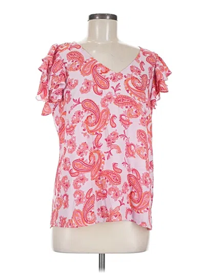 Pre-owned Chaus Short Sleeve Blouse In Pink