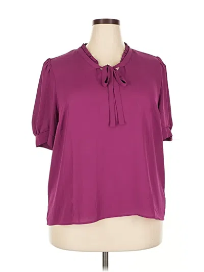 Pre-owned Chaus Short Sleeve Blouse In Purple