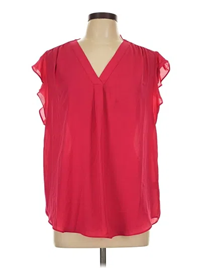 Pre-owned Chaus Short Sleeve Blouse In Red