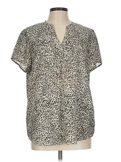 Pre-owned Chaus Short Sleeve Blouse In Silver