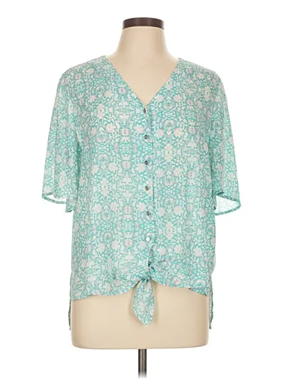 Pre-owned Chaus Short Sleeve Blouse In Teal