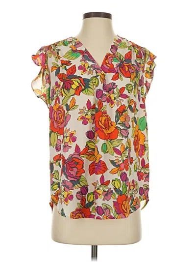 Pre-owned Chaus Short Sleeve Blouse In White