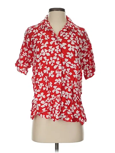 Pre-owned Chaus Short Sleeve Blouse In White