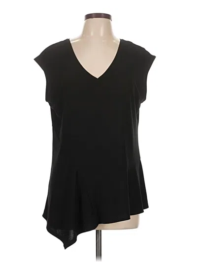 Pre-owned Chaus Short Sleeve Top Black V Neck Tops