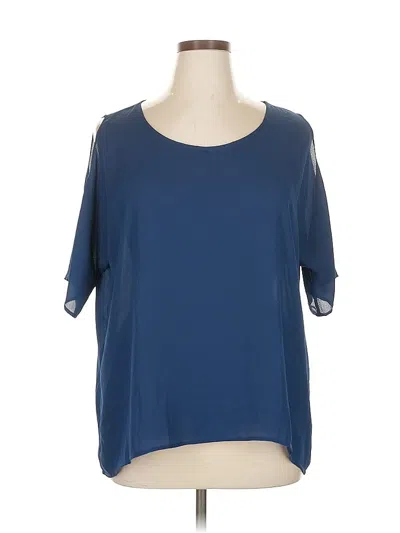 Pre-owned Chaus Short Sleeve Top Blue Cold Shoulder Neckline Tops