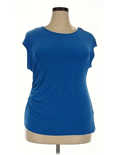 Pre-owned Chaus Short Sleeve Top Blue Scoop Neck Tops