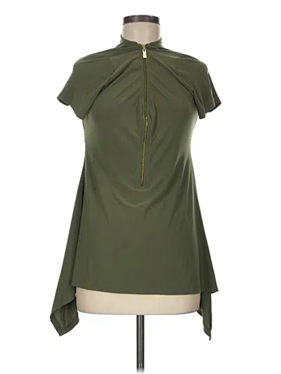 Pre-owned Chaus Short Sleeve Top Green Mock Neckline Tops